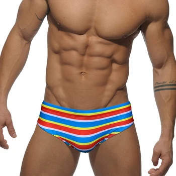 Мужской купальник в цветную полоску 2023 года, сексуальный купальник-бикини, мужские плавательные трусы для мужчин, спортивная одежда для серфинга, парусного спорта.