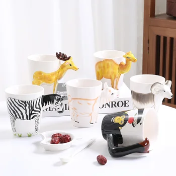 Мультяшная 3D Керамическая кружка с ручной росписью в виде креативных животных, Чашка для воды, Чашка для кофе, Чашка для завтрака с молоком