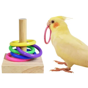 Набор для игрушек-головоломок, птичьих попугаев, пластиковых жевательных блоков, интеллектуальных колец, обучающих игрушек для птиц, обучающих деревянных игрушек, красочных принадлежностей