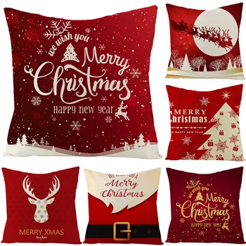 Настраиваемый красный Рождественский чехол для подушки, чехол для автомобильного дивана, украшение для дома, Наволочка