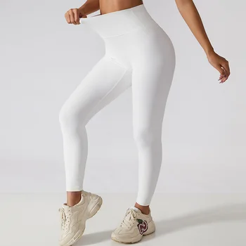 Новые бесшовные штаны для йоги в рубчик, леггинсы для спортзала с высокой талией, спортивные женские леггинсы для фитнеса, колготки для бега с контролем живота.