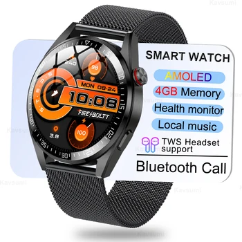 Новые Умные Часы с памятью 4G Для Мужчин AMOLED 466 * 466 HD, всегда отображающие Время Вызова По Bluetooth, Смарт-Часы Для Наушников Huawei TWS