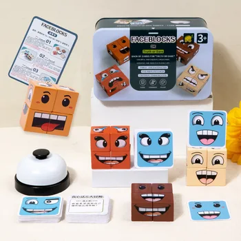 Новый Монтессори для изменения выражения лица Magic Cube Строительные блоки Развивающая игрушка Головоломка Игра на логическое мышление