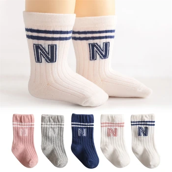 Носки для новорожденных девочек, Детские нескользящие носки для мальчиков, Милые матерчатые детские Белые Мягкие хлопковые однотонные носки, Детские вещи, одежда