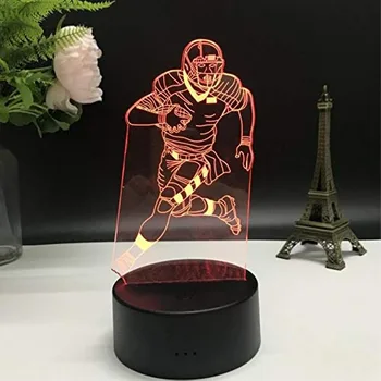 Ночной игрок в регби, 3D Иллюзия, светодиодный ночник, 7 цветов, меняющая цвет, USB настольная лампа для рождественских подарков, украшения для дома