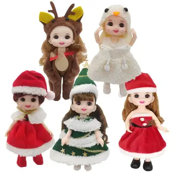 Одежда для куклы 16-17 см, рождественский костюм, плюшевое платье со снежным человеком, лосем, Рождественская елка, миниатюрная шляпа, боди, лучшие подарки для игрушек для девочек, сделанных своими руками