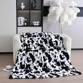 Одеяло с имитацией кроличьего меха с рисунком коровы, Летнее одеяло для кондиционирования воздуха, одеяло для дивана, детское одеяло
