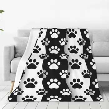 Одеяло с рисунком собачьей кошачьей лапы, Фланелевое одеяло с милой щенячьей лапкой, многофункциональное легкое покрывало для кровати, уличное одеяло