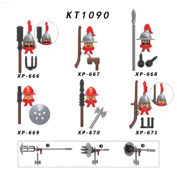 Одиночные модели средневековых рыцарей, фигурки, аксессуары, Строительные блоки, игрушки для детей, Серия-159 KT1090 XP666 XP667 XP668