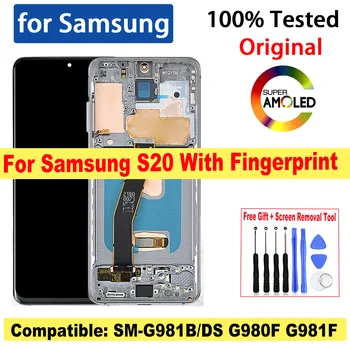 Оригинальный AMOLED С Рамкой Для Samsung Galaxy S20 SM-G981B/DS G980F ЖК-дисплей С Сенсорным Экраном Digitizer Для pantalla samsung S20