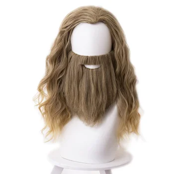 Парик для косплея Fat Thor 45 см, светлый кудрявый парик из термостойких синтетических волос, шапочка для парика