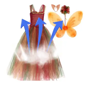 Платье принцессы-феи, детский костюм эльфа-феи для детей, 4 шт., платье принцессы-феи для девочек с крыльями, набор для ушей с волшебной палочкой на день рождения