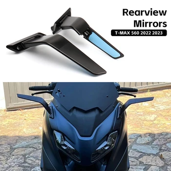 Поворотное Зеркало на 360 ° Мотоциклетное Зеркало заднего Вида HD Синее Отражающее Зеркало Для Yamaha T-MAX TMAX 560 TMAX560 T-MAX560 2022 2023