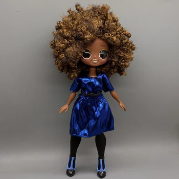 Подходит для OMG Doll Модная кукла Синее платье + пояс + черные чулки подарок на день рождения для девочек