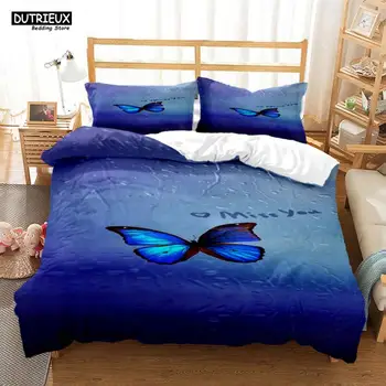 Простое и атмосферное постельное белье с принтом бабочки, Мягкие и удобные комплекты постельного белья из стеганого одеяла, настраиваемый полный размер