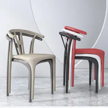 Простой Обеденный стул с утолщенной пластиковой спинкой, Современный Домашний Офисный стул для приема Гостей, Набор Компактной Мебели