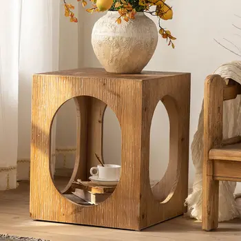 Простой приставной столик из массива дерева, небольшой журнальный столик, многофункциональный ящик для хранения, Квадратный приставной столик для проживания в семье