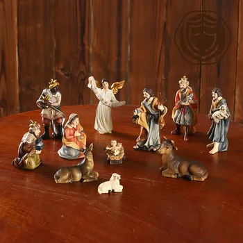 Реалистичная Религиозная фигура в скандинавском стиле, Набор Рождественских яслей, Украшение из смолы, Вертеп, Рождественский Подарок, Мебель для гостиной