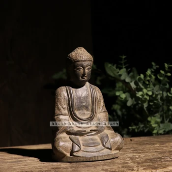 Резьба по голубому камню античная статуя сидящего Будды Шакьямуни Татхагата каменная статуя Будды офисное крыльцо новые китайские дзен-орнаменты