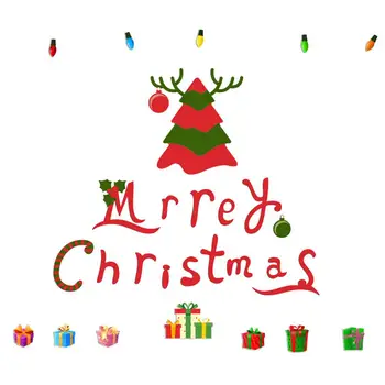 Рождественская наклейка из ПВХ, праздничные рождественские наклейки на дверь гаража, украшения для дома, сделанные своими руками, с узорами в подарочной коробке на елку для улицы