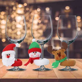 Рождественский Декор Рождественского стола, Рождественская крышка для бутылки вина, декор в виде винного бокала в виде гнома для праздничной вечеринки