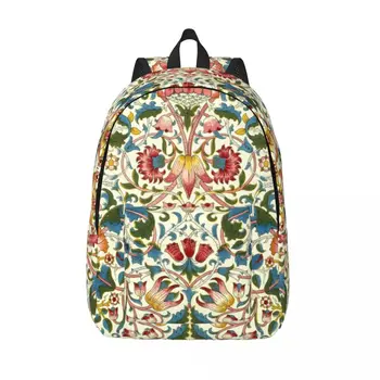 Рюкзак для ноутбука William Morris, мужская и женская модная сумка для книг для студентов колледжа, сумки с цветочным текстильным рисунком