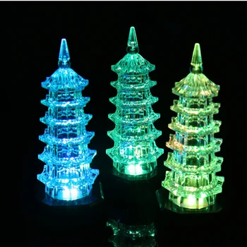 Светодиодная хрустальная лампа Атмосферный свет Пагода Акриловые Светящиеся мигающие игрушки Напольный киоск Plaza Ночной рынок Красочный ночной свет