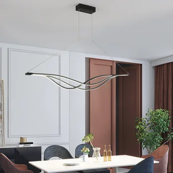 Светодиодный подвесной светильник, декоративная лампа для столовой, потолочная Подвесная кухня Для спальни, светодиодные потолочные люстры, Черный Золотой