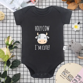 Святая Корова, я Милая Одежда для маленьких девочек, Удобные Дышащие Летние Боди для новорожденных мальчиков С коротким рукавом, Комбинезон для малышей Оверсайз