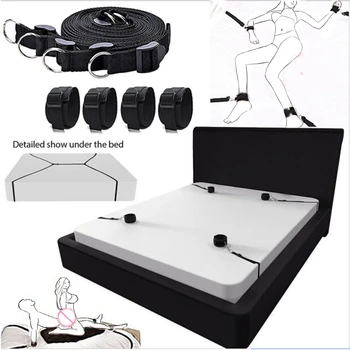 Секс-игрушки для женских пар, набор для БДСМ-бондажа под кроватью, Флоггер, Эротические удерживающие наручники и манжеты на лодыжках, игры для взрослых, Сексшоп