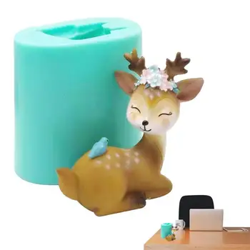 Симпатичное 3D животное, Спящий олень, форма для мыла, форма для свечи, Симпатичное животное, форма для шоколадного торта, Пятнистый олень, силиконовая форма для поделок