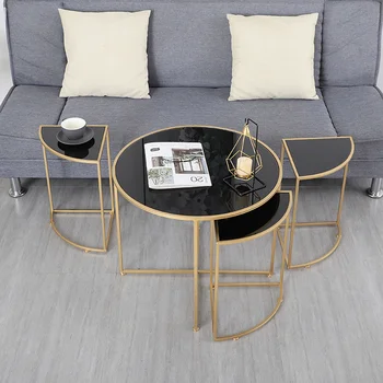 Скандинавский легкий роскошный металлический журнальный столик, комбинированный журнальный столик для домашней гостиной, простой креативный круглый приставной столик, торцевые столики.