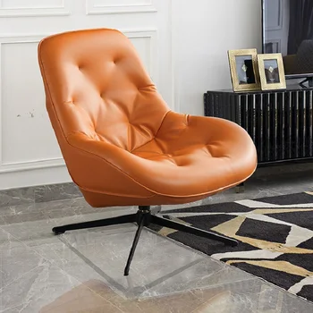 современное кожаное кресло для гостиной, вращающееся кресло для односпального дивана, вращающиеся декоративные акцентные стулья для гостиной