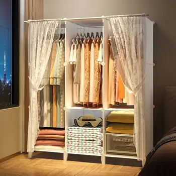 Современный гардероб, мебель для спальни, вешалка-органайзер для одежды, Пластиковые шкафы для хранения, Пылезащитный Простой Складной шкафчик