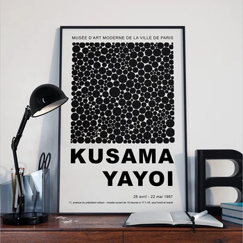 Современный Музейный Плакат Выставка Холст Живопись Японский Абстрактный Арт Принт Яей Кусама Настенная картина для домашнего декора гостиной