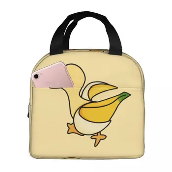 Сумка для ланча Kawaii Banana Duck Термосумки-охладители Водонепроницаемые для пикника, Милые Животные, фрукты, Оксфордский Ланч-бокс, сумка для еды