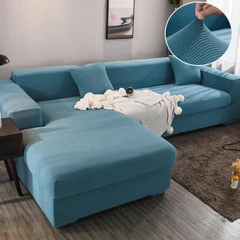 Толстый эластичный регулируемый чехол для дивана, чехол для гостиной из эластичного флиса, чехол для кресла, чехол для углового дивана на 1/2/3/4 места