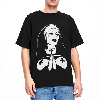 Футболки Unholy Nun Для мужчин и женщин, уникальные товары, винтажные футболки, футболки с коротким рукавом и круглым воротником, хлопковые топы с графическим принтом