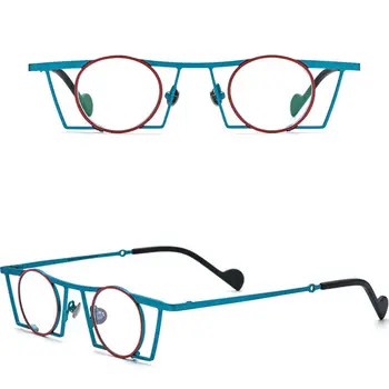 Цветная титановая оправа для очков Мужские Ретро Маленькие круглые Квадратные очки Женские Рецептурные очки