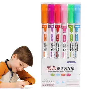 Цветные Ручки-Хайлайтеры 6 Цветных Ручек Flownwing Curve, Маркеры-Маркеры, Цветные Ручки-Хайлайтеры, Ручки для Рукоделия и Маркеры