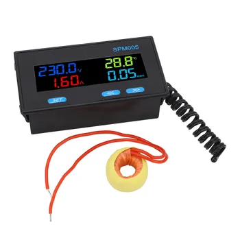 Цифровая панель вольтметра-амперметра, многофункциональный измеритель мощности переменного тока в широком диапазоне 60-300 В, цветной ЖК-дисплей для электрооборудования