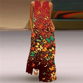 Элегантное Женское платье Макси Y2k 2023, Летнее Модное Женское платье с V-образным вырезом и 3D принтом, вечерние платья Vesido Mujer, Женский халат S-5XL